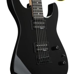 Jackson Dinky JS11 Electric Guitar - Black Solidbody Electric Guitar with Basswood Body, Maple Neck, Amaranth Fingerboard, 2 Humbucking Pickups, and Tremolo - Black