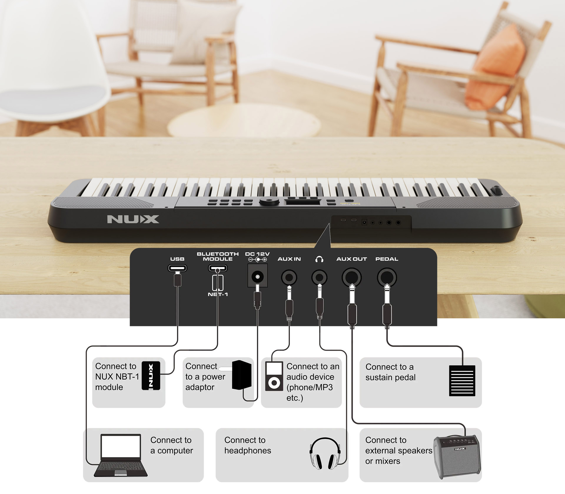 NUX NEK-100 61-Keys Portable Digital Piano - Image 2